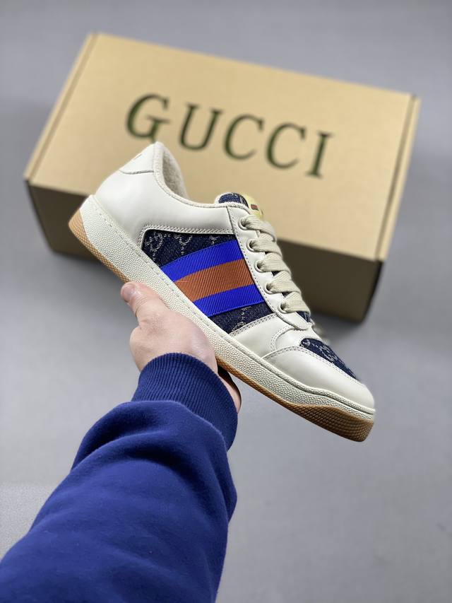 跑量主推款 Gucci Distressed Screener Sneaker 古驰小脏鞋系列 经典原型复古百搭做旧脏脏鞋板鞋 复古学院风 怀旧版 情侣款 男女