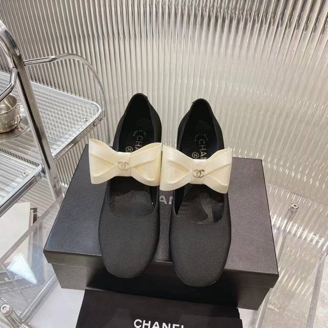 出厂价 Chanel香奈儿24C早春新品蝴蝶结玛丽珍单鞋可盐可甜 高级感满满 原版1 1圆头楦型+原版一致蝴蝶花 _______________________