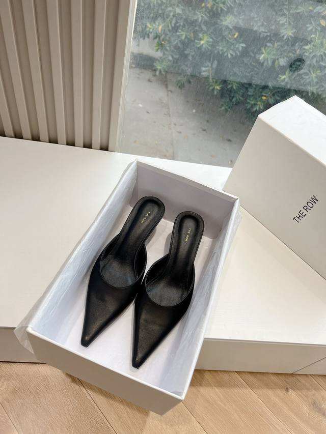 G012顶级品质 The Row2024新款小众法式尖头性感单鞋女真皮玛丽珍单鞋