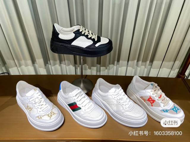 出 Gucci饼干鞋~~全新升级版 原版原色 配海外代购航空包装 Gg情侣款厚底鞋 饼干鞋 小白鞋 运动鞋 平板鞋 走秀款 明星 网红 小红书等必定种草打cal