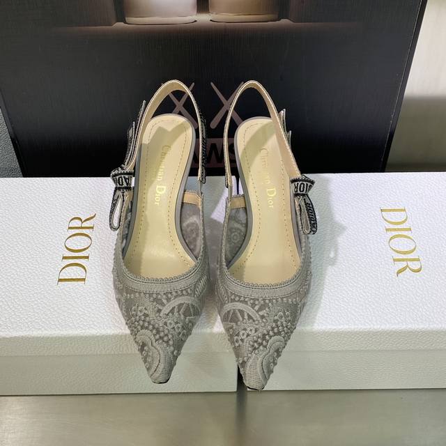 工厂价p J'Adior织带后空凉鞋 迪奥 Dior 2023 春夏最新色quake Oblique 提花刺绣字母logo高跟蝴蝶结拼色女鞋 市场顶级高端版本