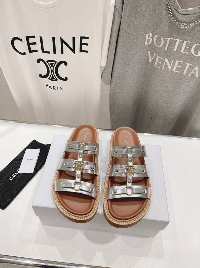 高版本出厂 Celine-赛琳代购级别 思琳春夏新品凯旋门复古罗马凉鞋拖鞋 进出专柜无压力 重工版 拒绝一眼假low货 原版楦型 调试n次 这款上脚绝对vint