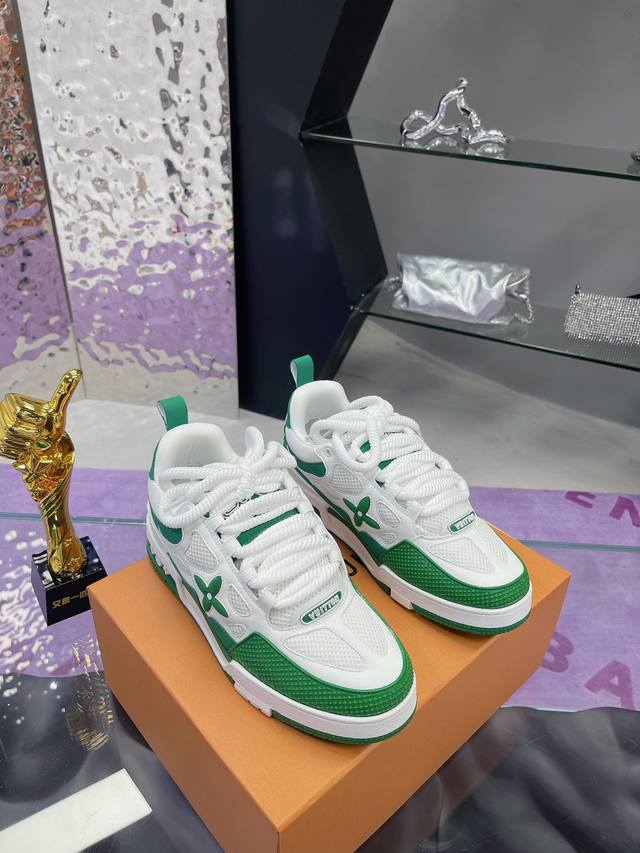 工厂价 飞机盒5 已认证 路易威lvtraine运动鞋 Virgil Abloh 马卡龙系列从复古篮球鞋汲取灵感 打造备受青睐的lvtraine 运动鞋 此款鞋