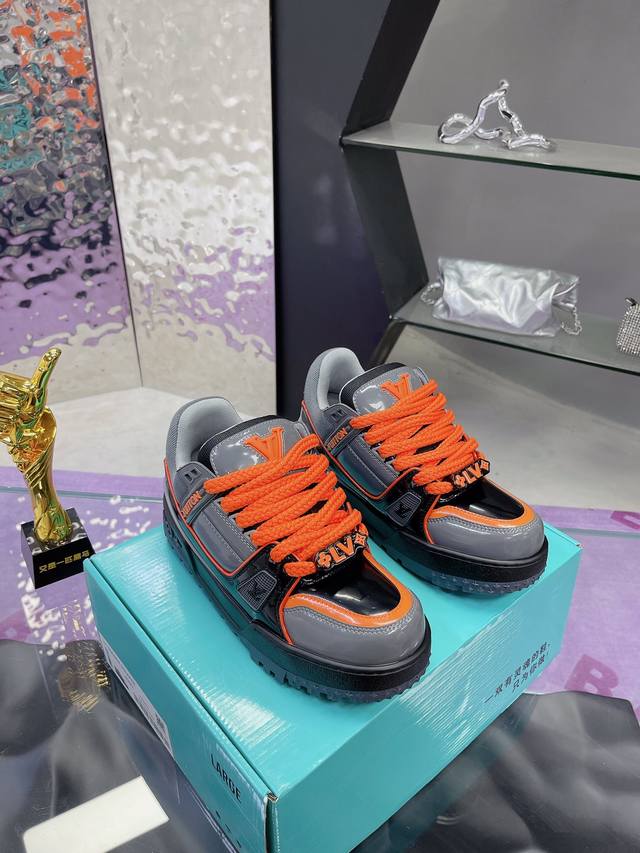 代购版胖丁漆皮 Louis Vuitton Lv 路易威登 Trainer Maxi 胖丁 低帮休闲板鞋 全新私人订单出货 海淘代购同渠道 正确折叠鞋盒 平台外