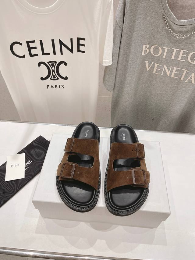 高版本出厂 Celine*塞琳2024Ss春夏新款勃肯半托凉拖鞋高级感十足 网红ins种草神器 非常复古风 气场十足单品 设计风格非常新颖 高档且非常舒适.原版