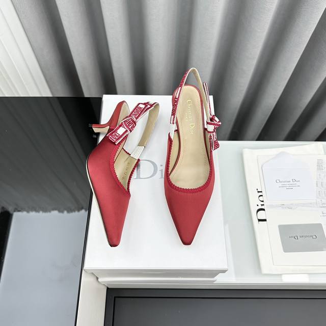 J'Adior织带后空凉鞋 迪奥 Dior 2023 春夏最新色quake Oblique 提花刺绣字母logo高跟蝴蝶结拼色女鞋 市场顶级高端版本 材质：高温