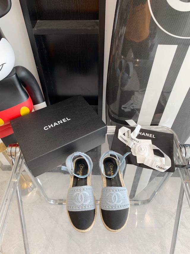 Chanel渔夫凉鞋，2022春夏新款，鞋面纯手工编织，羊皮内里，码数35-40。