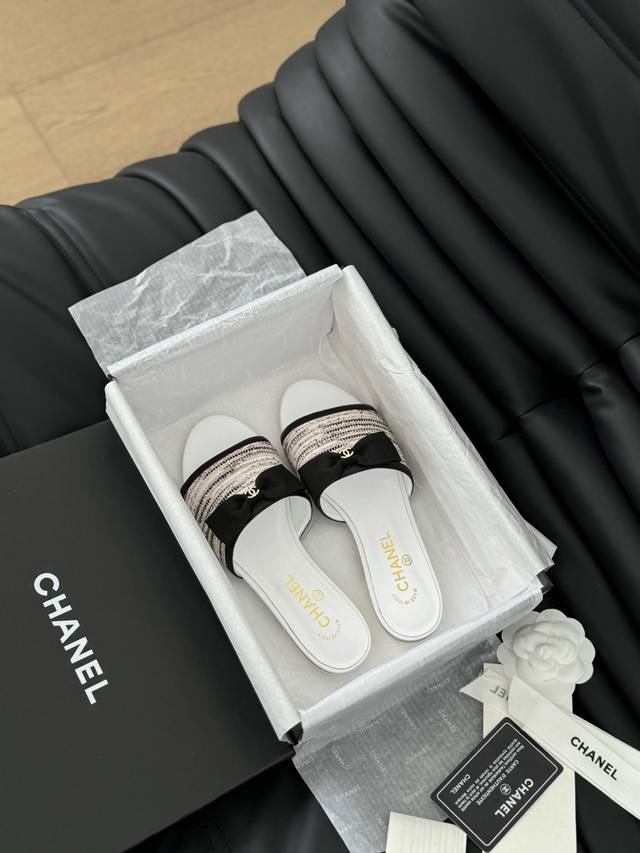Chanel 24S早春新款鱼嘴系列拖鞋 一如既往的高版本 经典蝴蝶结版面 鞋面内里羊皮 真皮大底 Size:35-39 其他码数定