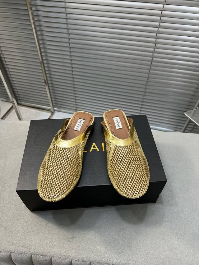 Alaia 新款网面半拖平底凉鞋单鞋 原版购入法国一线奢侈品牌alaia 阿莱亚24Ss法式仙女芭蕾舞平底跳舞鞋，Alaia品牌源自其创始人，Azzedine